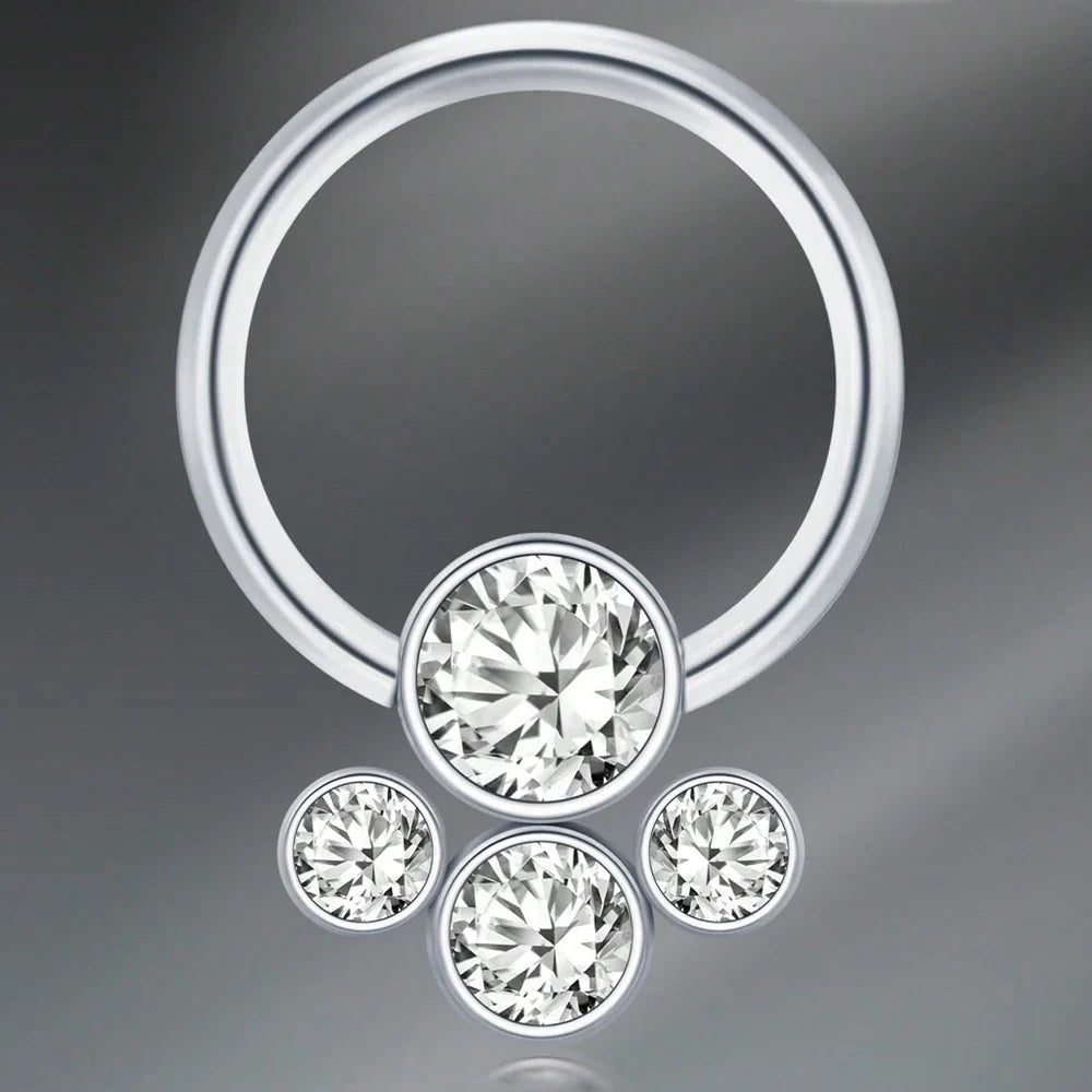 1pc Stainless Steel Nose Septum Clicker 20G 16G Flower Cubic Zirconia Decorated Piercing Nose Ring, Suitable For Daily Wear