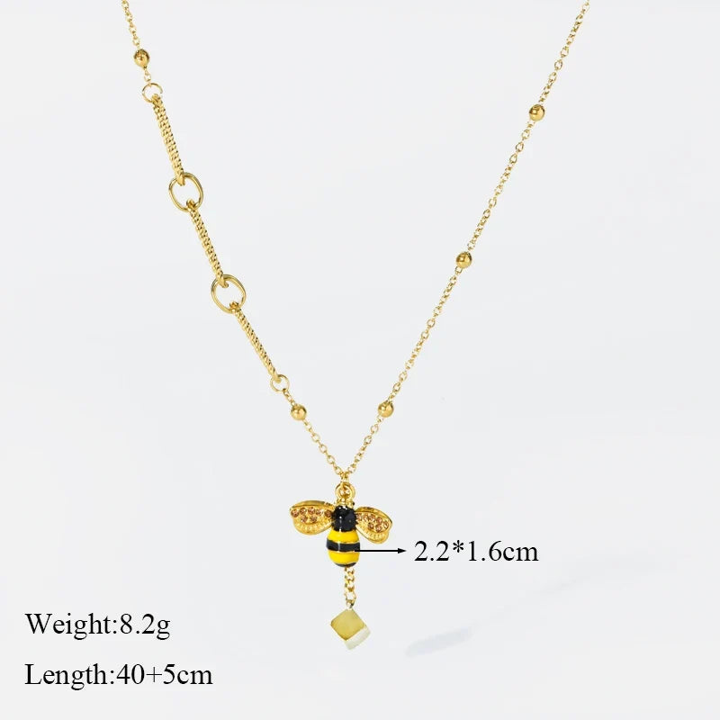GANEMLY 316l Stainless Steel Luxury Bling Cubic Zirconia Eye Droplets Pendant Necklace Women Chic Romantic Waterproof Jewelry