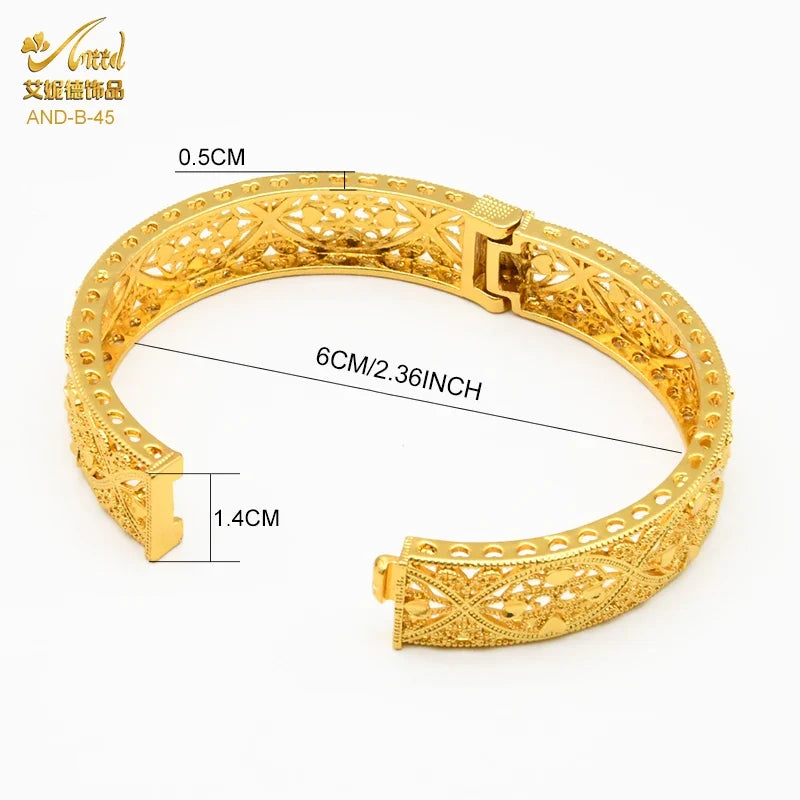 Indian Gold Color Tassel Bracelets Ring For Women Dubai African Hard Charm Bangles Wedding Arabic Hand Jewelry Party Gifts