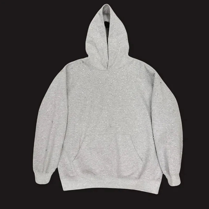 2025 Hooded Sports Pullover, Hot Stamping Diamond Couple Style Streetwear, INS