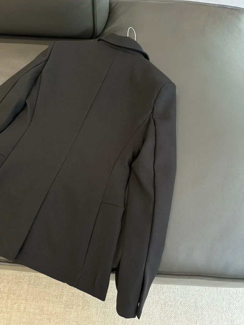 ZW Series Shoulder Padded Slim Fit Suit Jacket for Women ETJ 2025 New Collection with Waist Cinching Design  Casual Suit Jacket