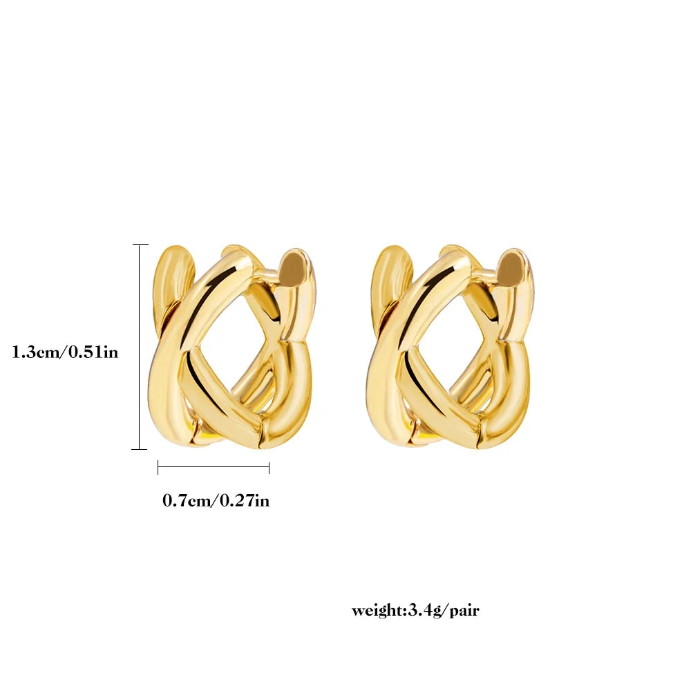 Criss-cross Gold Silver Colors Tiny HuggieHoop Earrings for Women Mini Small Ear Buckle Cartilage Piercing Earrings Punk Jewelry