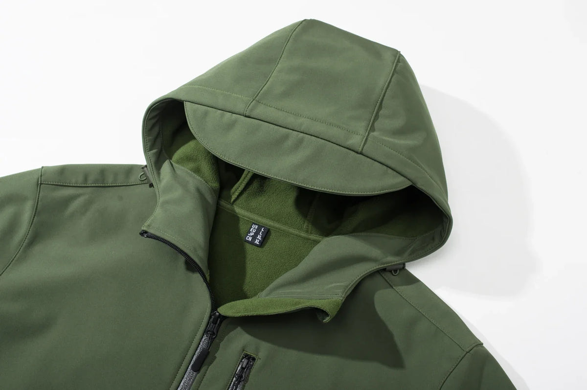 TACVASEN Hooded Rain Softshell Jacket Mens Fleece Lined Waterproof Jacket Work Jacket Outdoor Trekking Hiking Windbreaker Male
