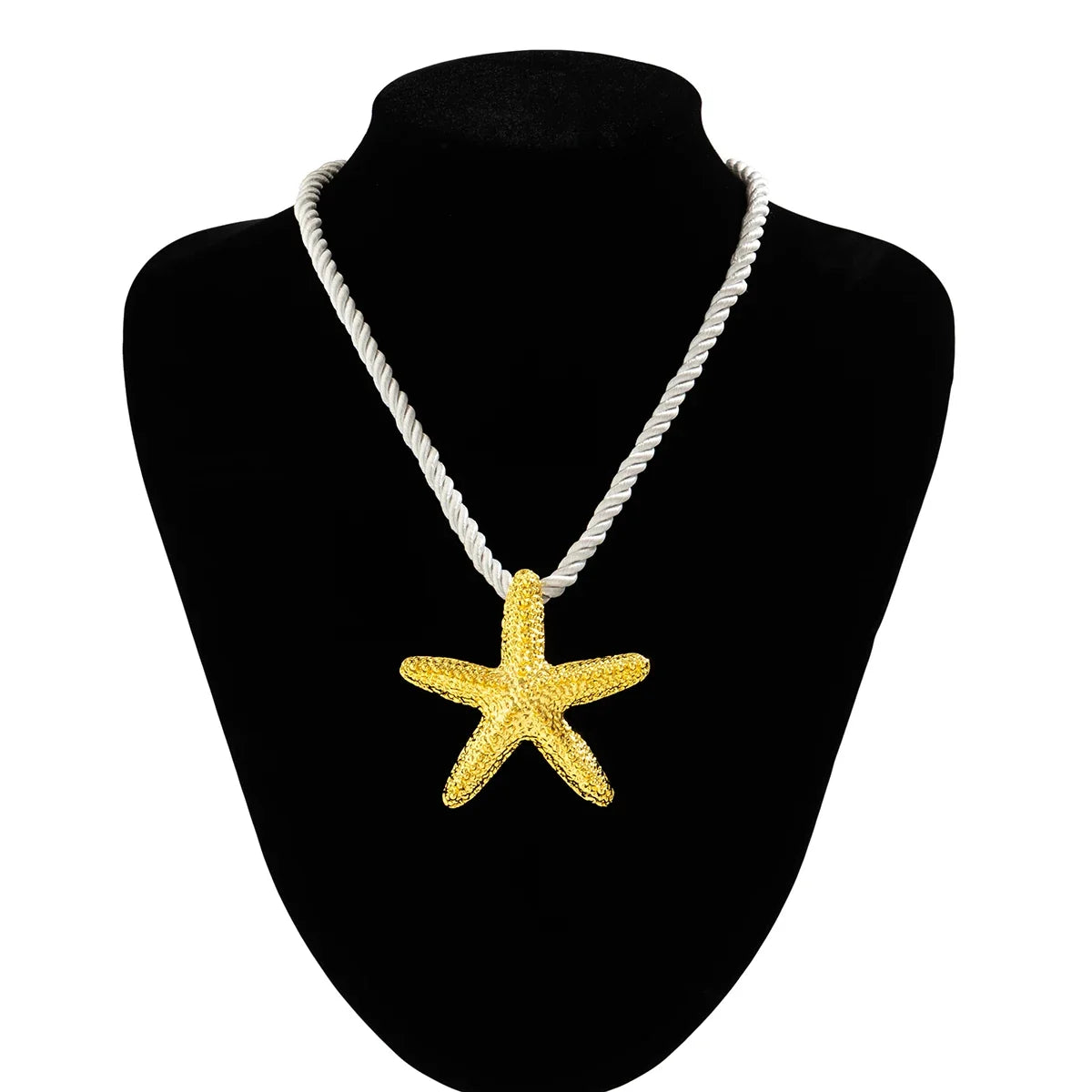 IngeSight.Z Exaggerated Big Starfish Pendant Necklace Women Punk White Thick Rope Chain Choker Necklace Party Jewelry Gift