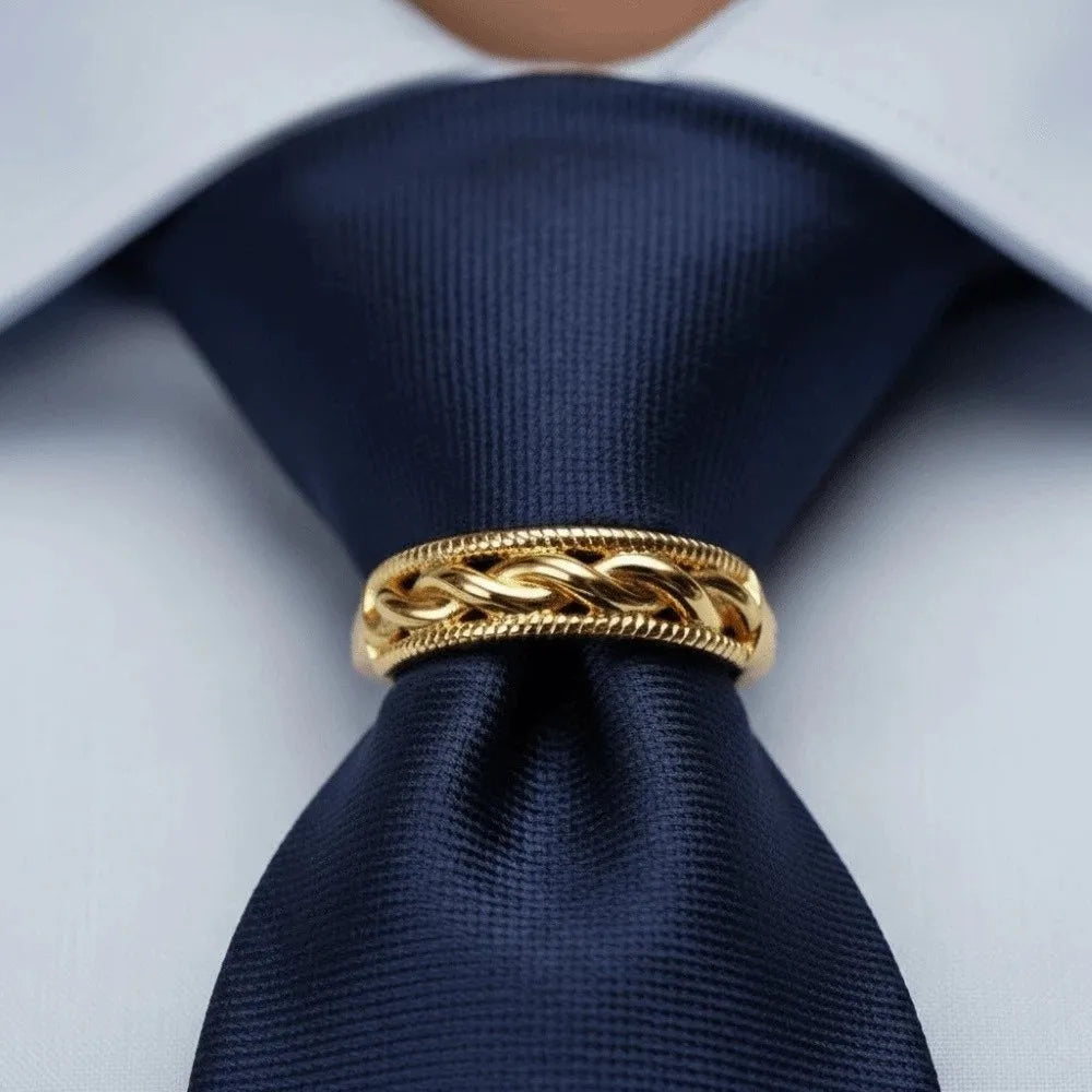 Creative Alloy D-shaped Tie Buckle Cuff Links Shirt Tie Pin Twists Tie Clip Accessories for Suit Mini Tie Knot Fixation Wedding