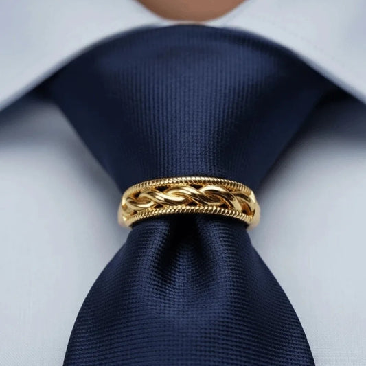 Creative Alloy D-shaped Tie Buckle Cuff Links Shirt Tie Pin Twists Tie Clip Accessories for Suit Mini Tie Knot Fixation Wedding