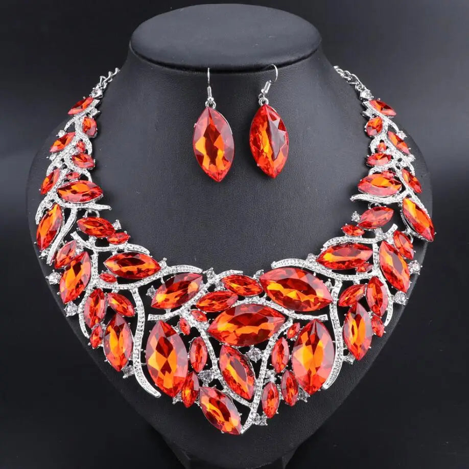 Bridal Jewelry Sets Wedding Engagement Necklace Earrings Sets for Brides Party Costume Decoration Jewellery Women