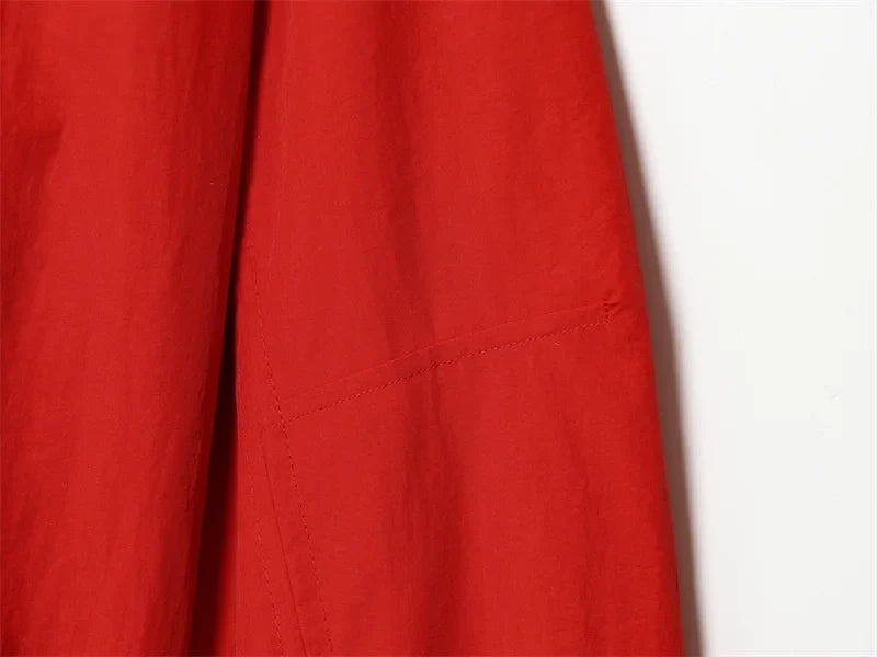 Women's Jacket 2026 Autumn New Red Long-Sleeve Drawstring Decorative Festive Hoodie Zipper Cardigan Casual Fashion Versatile