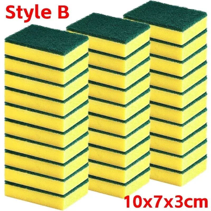 8-50pcs Double-Sided Magic Cleaning Sponge Set Highly Absorbent Rust Remover Pot Scouring Pad Kitchen Cleaning Tools
