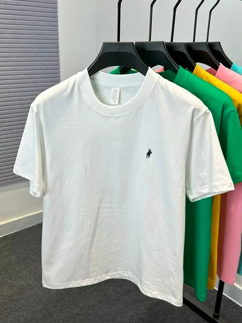 2026 Summer Men's Knitted Cotton Short Sleeved T-shirt Fashionable and Comfortable Printed Breathable Top