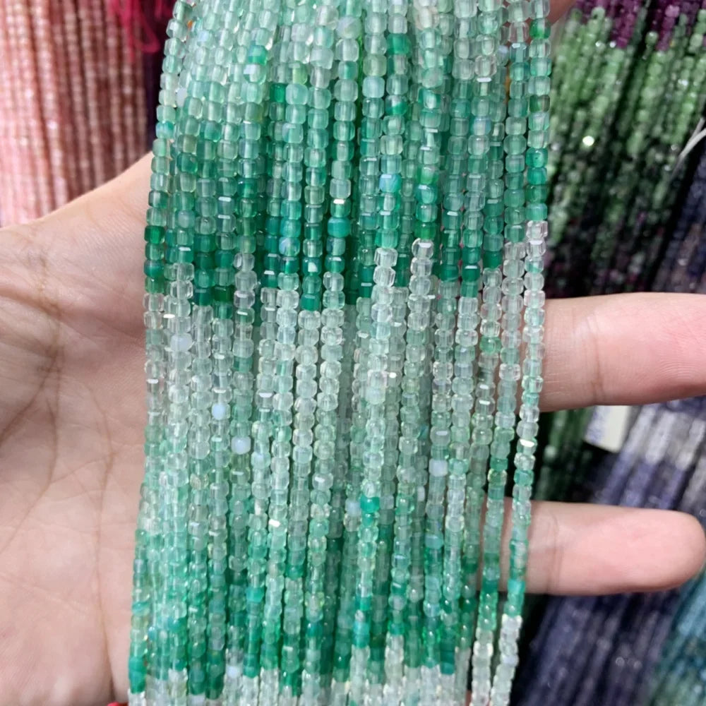 2x2mmNatural Colored Tourmaline Blue Tourmaline Faceted Cube Beads Square Stone Beads for JewelryDIY Making  Gemstone Loose Bea