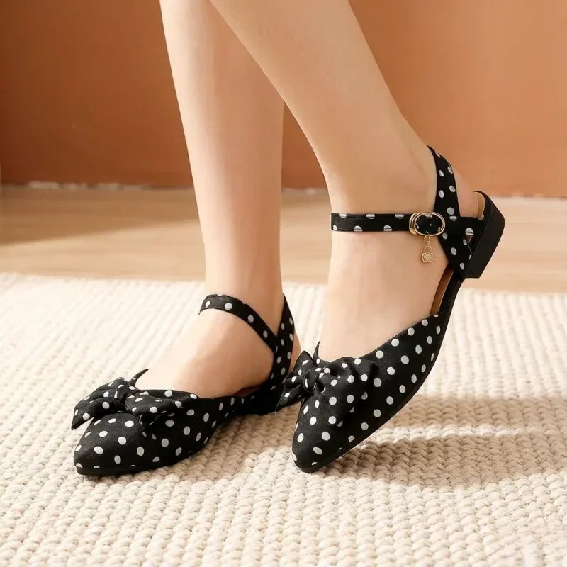 Women's Comfortable Slingback Pumps, Bow Accent Pointed Toe Low Heel Shoes,Versatile for Daily, Party, and Wedding Wear.
