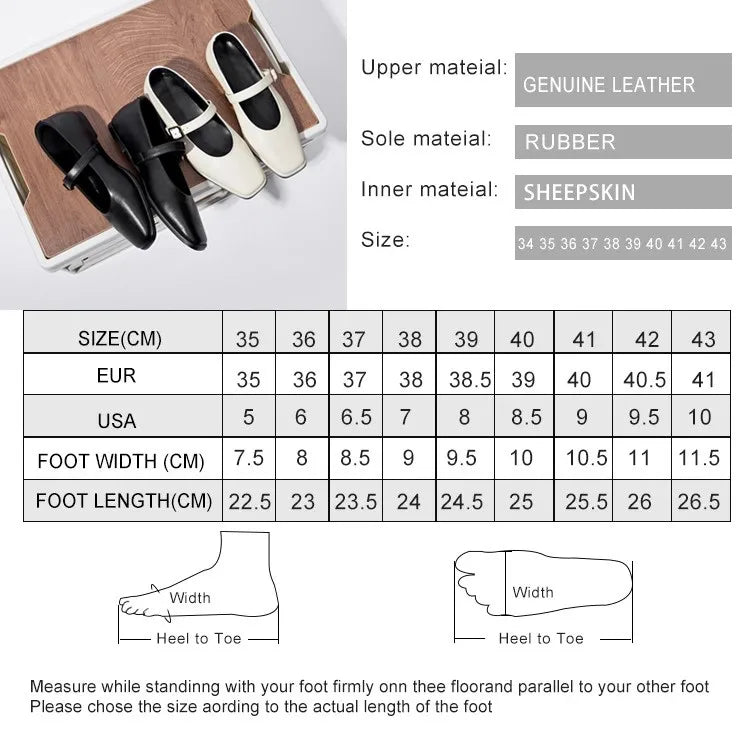 AIYUQI Mary Jane Shoes Female Genuine Leather 2026 New Snap Ballet Shoes Women Square Toe Flat Cowhide Ladies Shoes