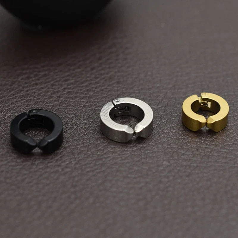 1 Pairs Fake Ear Clip Hoop Earrings for Men and Women Stainless Steel Painless Non Piercing Fake Earrings Jewelry Gifts