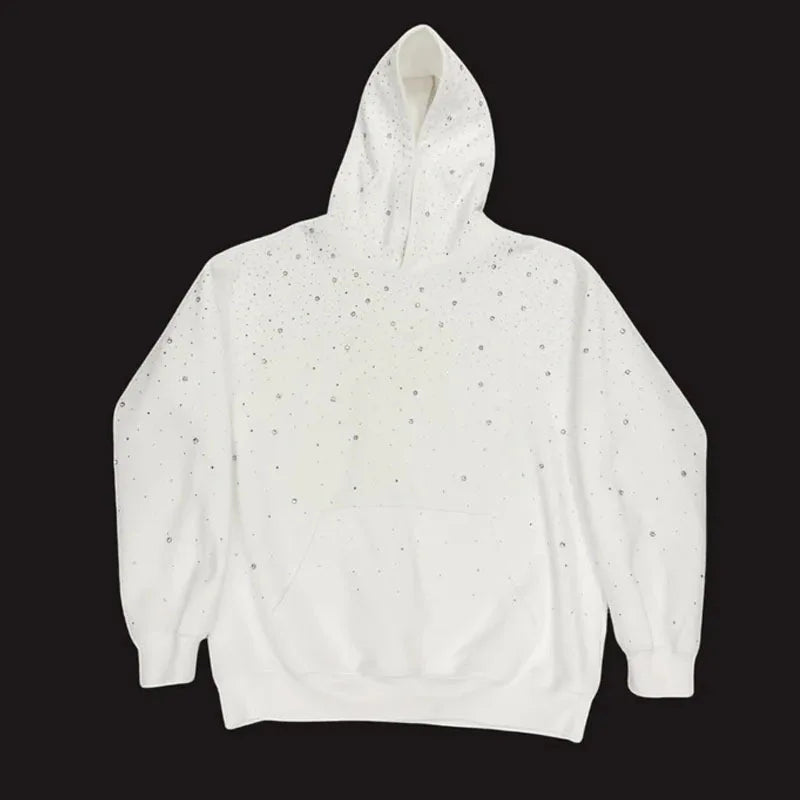 2025 Hooded Sports Pullover, Hot Stamping Diamond Couple Style Streetwear, INS