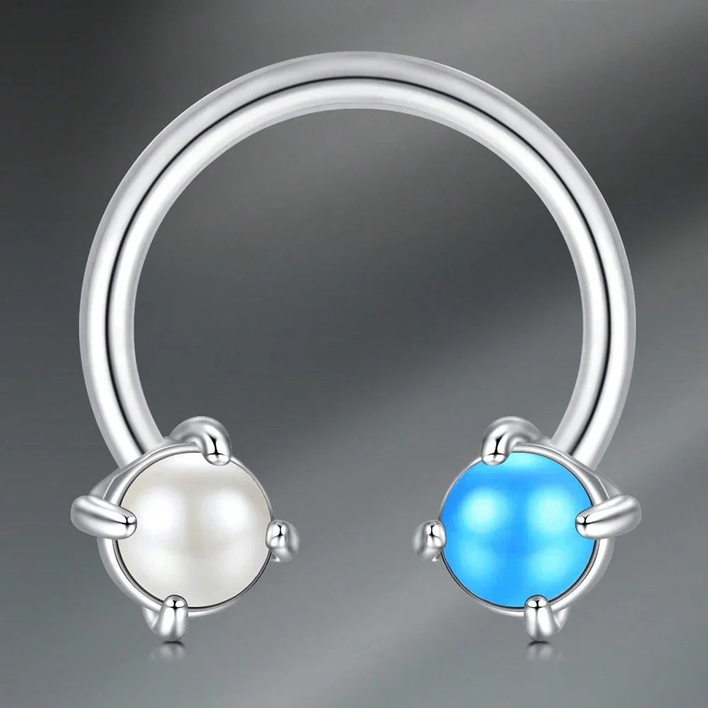 1pc Stainless Steel Nose Septum Clicker 20G 16G Flower Cubic Zirconia Decorated Piercing Nose Ring, Suitable For Daily Wear