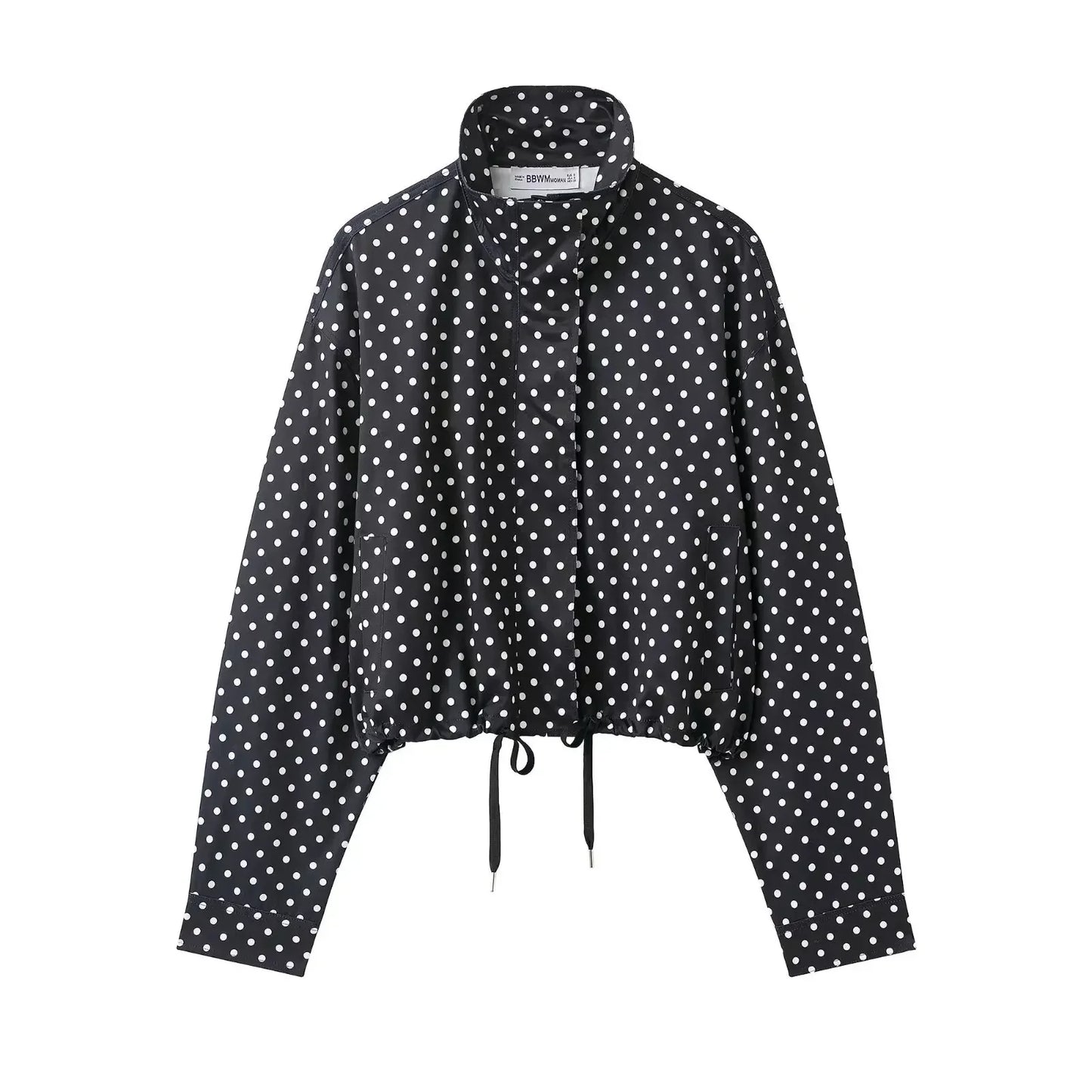 TARUXY Fashion Polka Dot Print Jacket Coat Women's Stand Collar Long Sleeved Workwear Coat Ins Hot Short Casual Female Jackets
