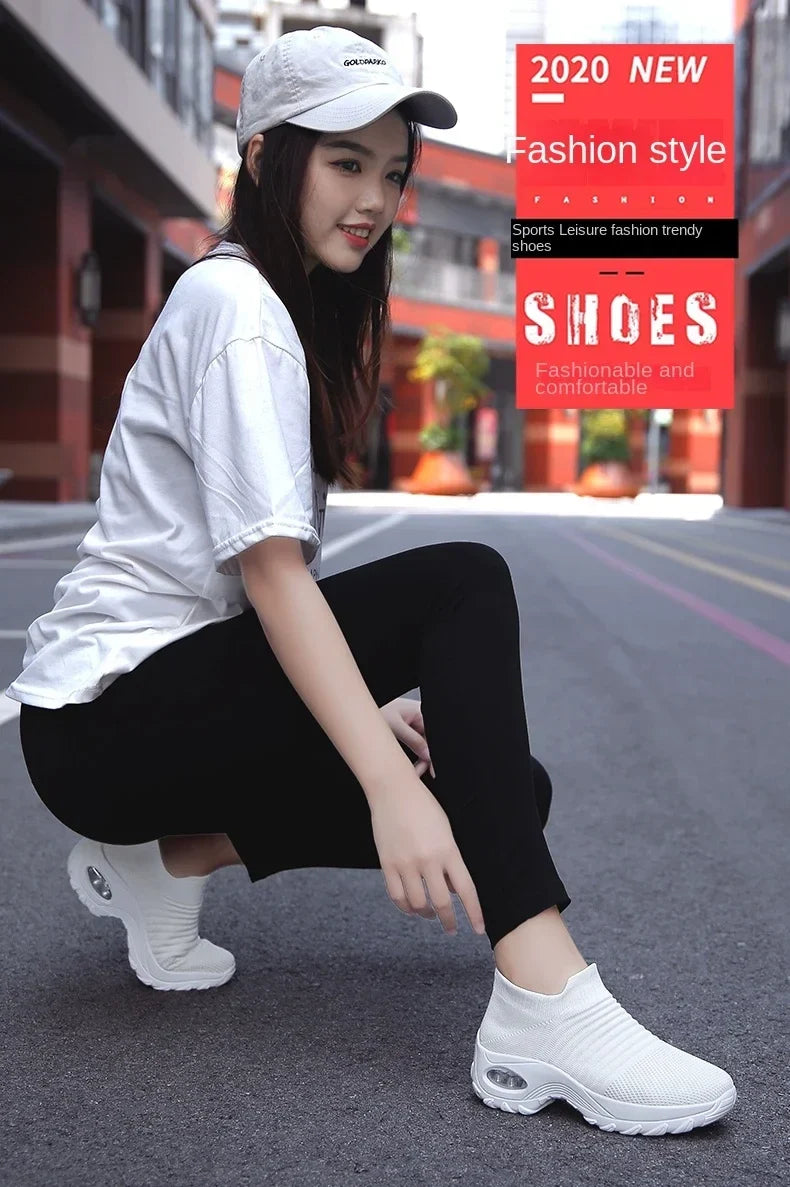 Women Sneakers Summer Fashion Black Sports Casual Shoes Breathable Mesh Lightweight Air Cushion Non-Slip Running Shoe Zapatillas