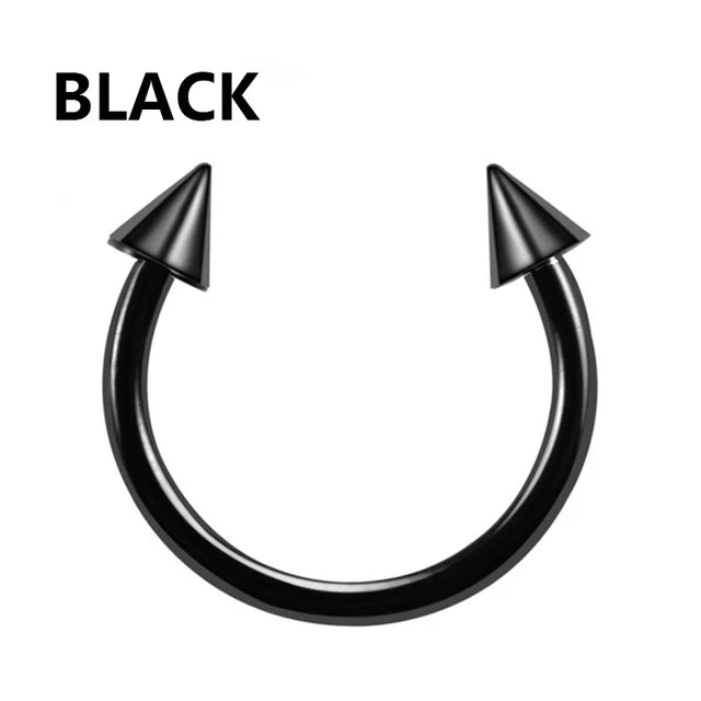1PC metal Horseshoe Fake Nose Ring C Clip Septum Lip stainless steel Real Piercing Nose Rings Hoop For Women Men Jewelry