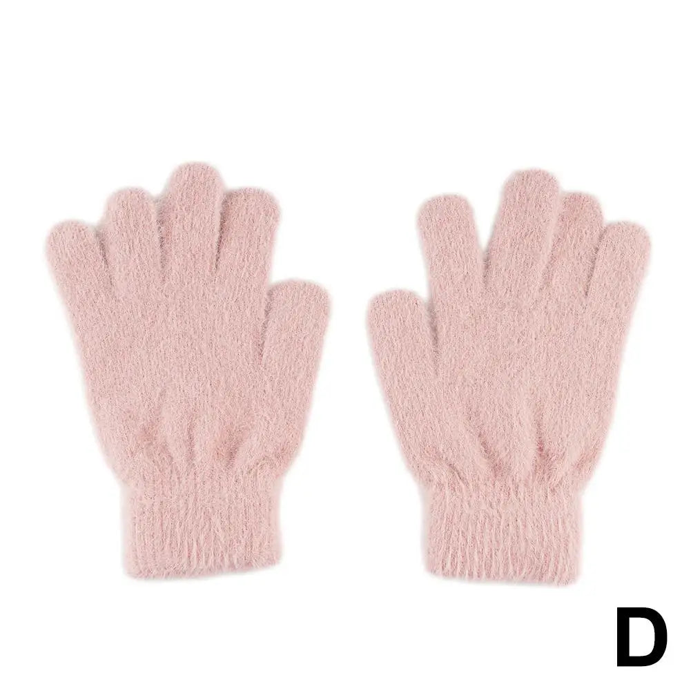 Winter Gloves Mink Velvet Five Finger Gloves Plush Warm Cold-proof Gloves Women Outdoors Cycling Solid Color Mittens