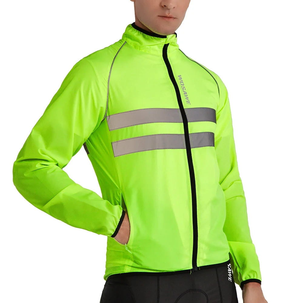 WOSAWE Men Cycling Windbreaker MTB Bicycle Long Sleeve Coat Water Resistant Outdoor Sport Jersey Bike Jacket Cycling Clothing