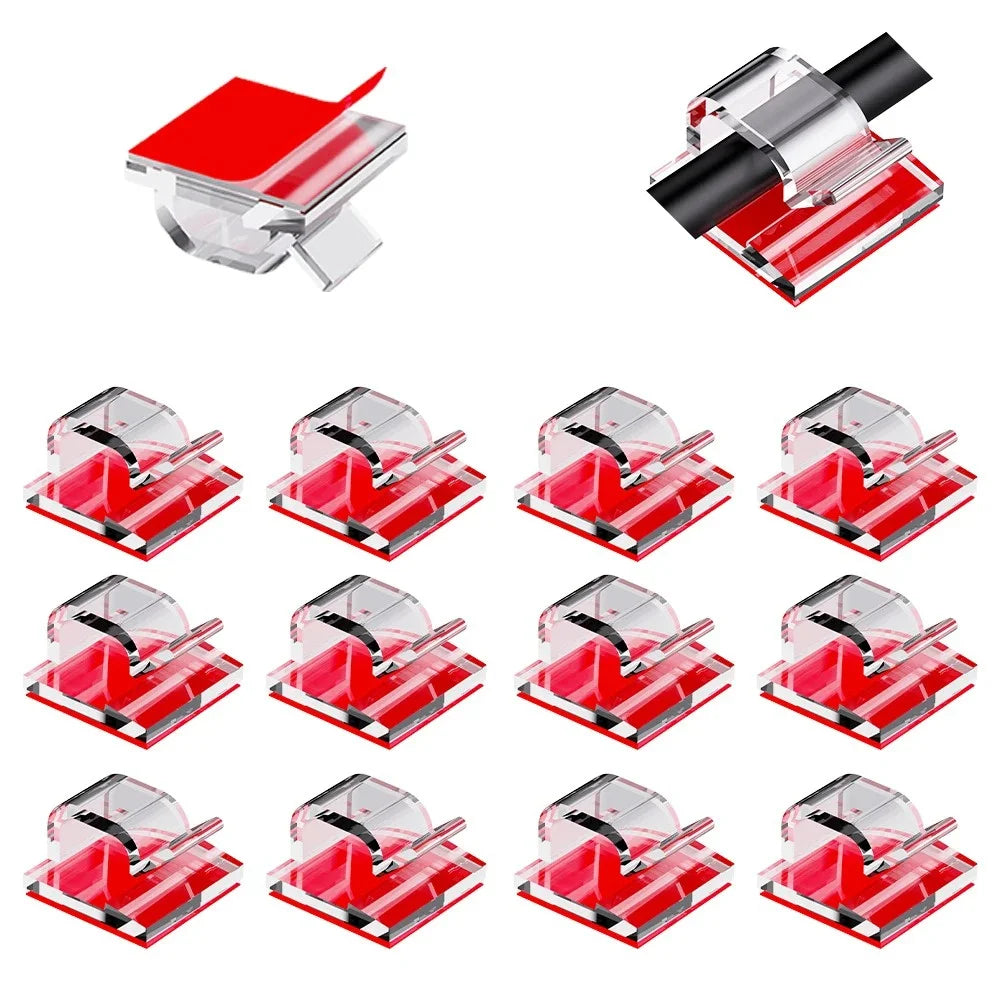 50Pcs Self-Adhesive Cable Clip Wire Protector Fixer Holder Desktop Tidy Management Wire Organizer For Mouse Headset Wire Storage