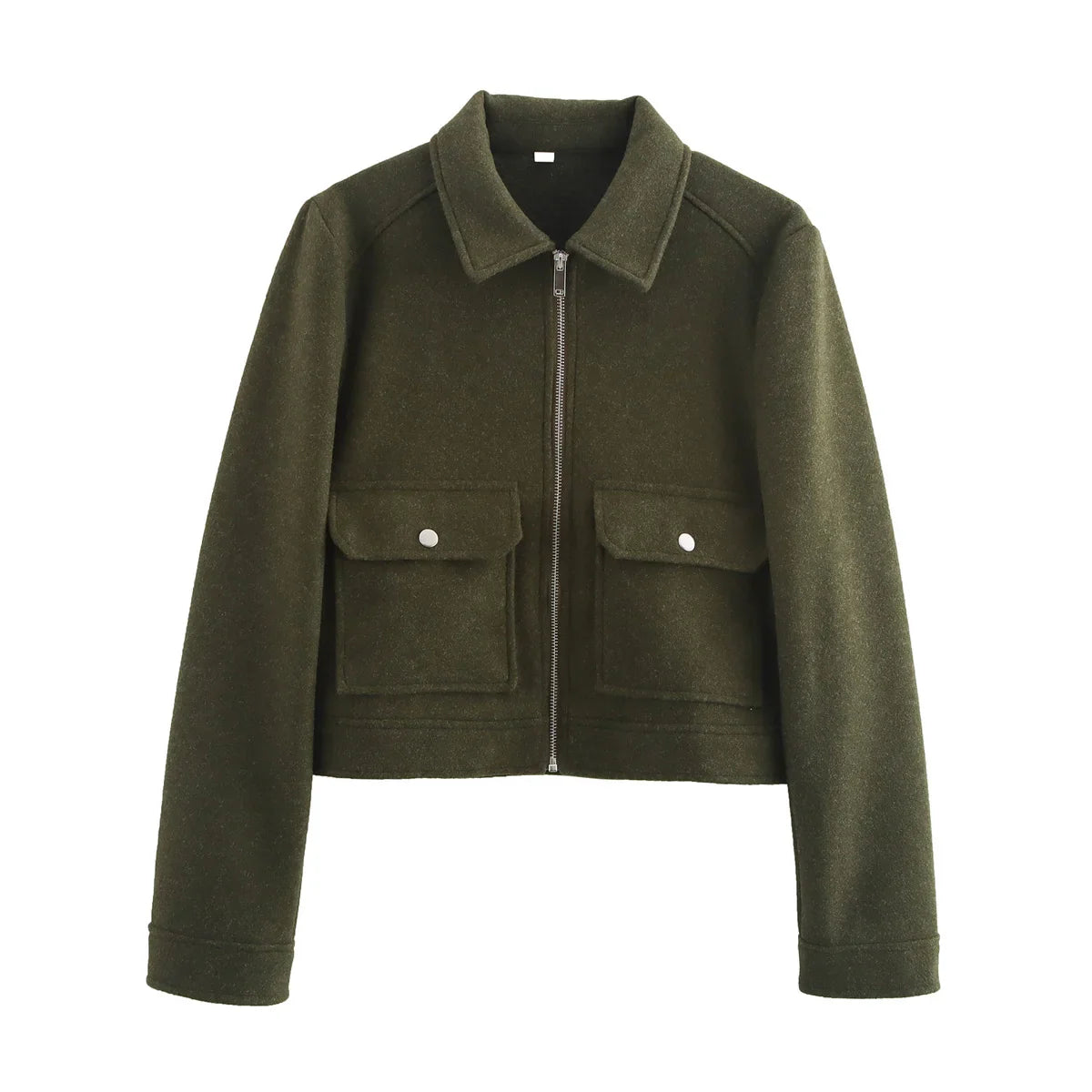 SLTNX Women's Zipper Jacket Coat New Winter Long Sleeve Pocket Outerwear Coat Short Street Elegant Women's Jacket