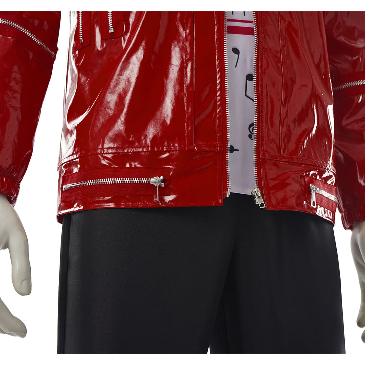 Red Zipper Michael Jackson MJ Beat It Jacket for Impersonators PU Leather Punk Casual Coat Halloween Stage Christmas Outwear