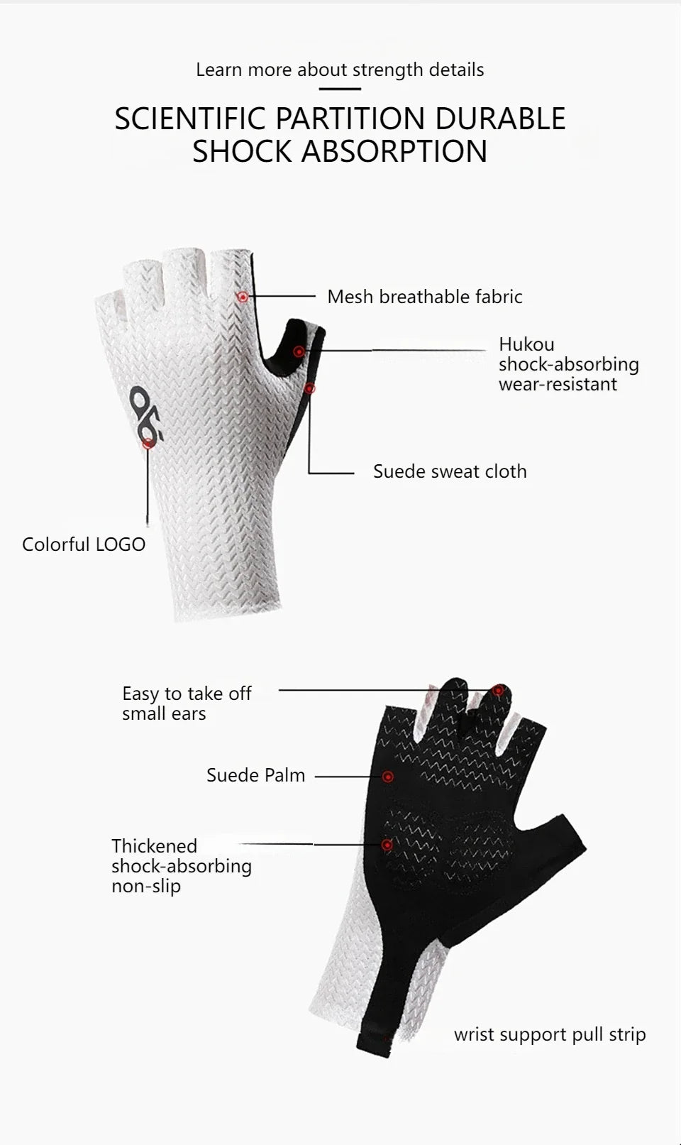 GTUBIKE Summer Breathable Half Finger Cycling Gloves Ultralight Road Bike Gloves Anti-Slip Silicone Pad Cooling Sport Gear