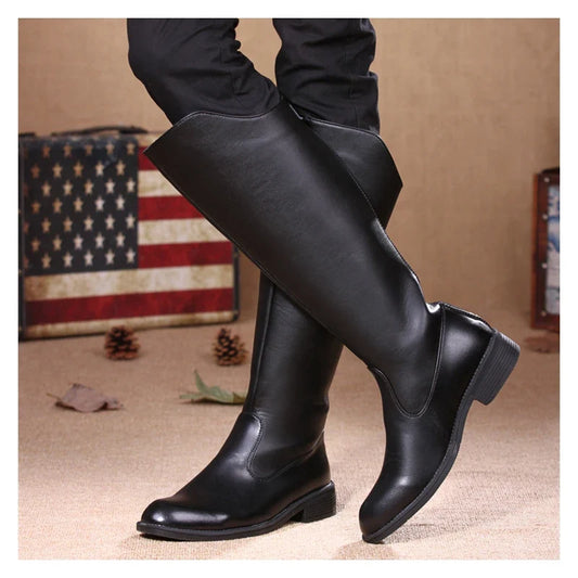 italian brand designer high motorcycle boots for men fashion stage nightclub original leather shoes autumn winter long botas man