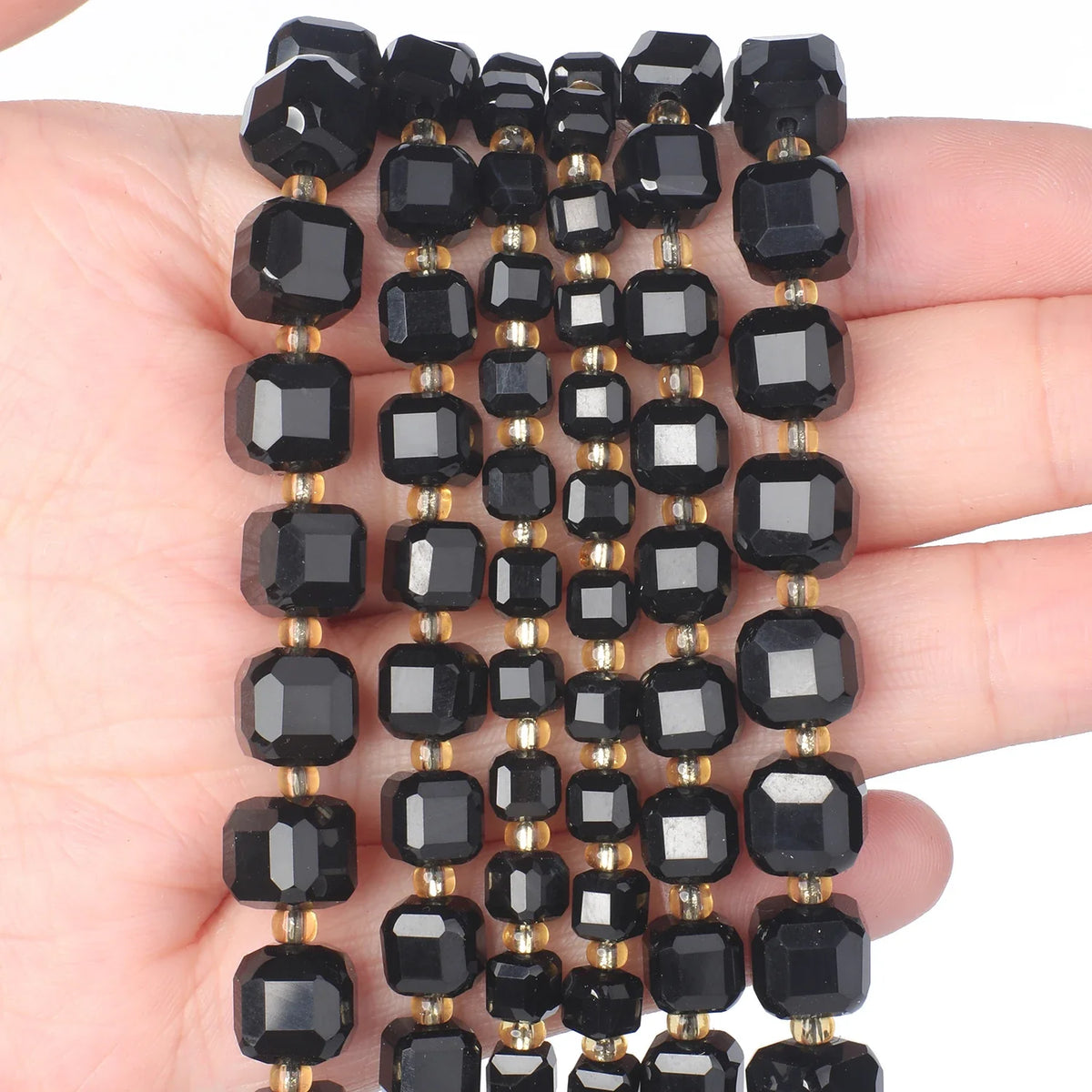 Natural Stone Faceted Square Black Agate Cube Spacer Beads For Jewelry Making Diy Bracelet Necklace Beading Accessories