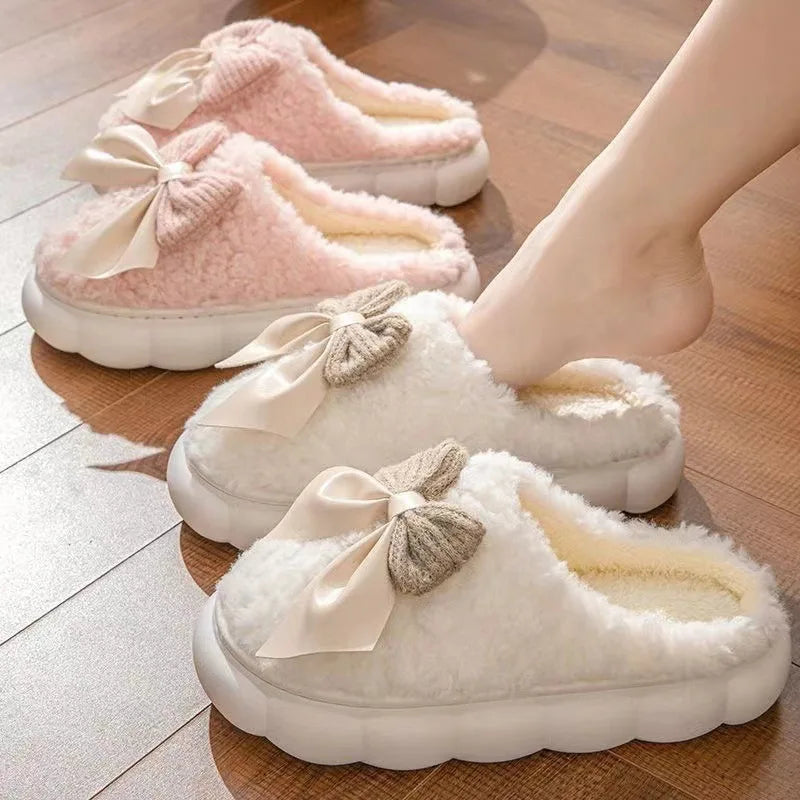 Fluffy Anti-Slip Cotton Slippers for Cozy Indoor Comfort