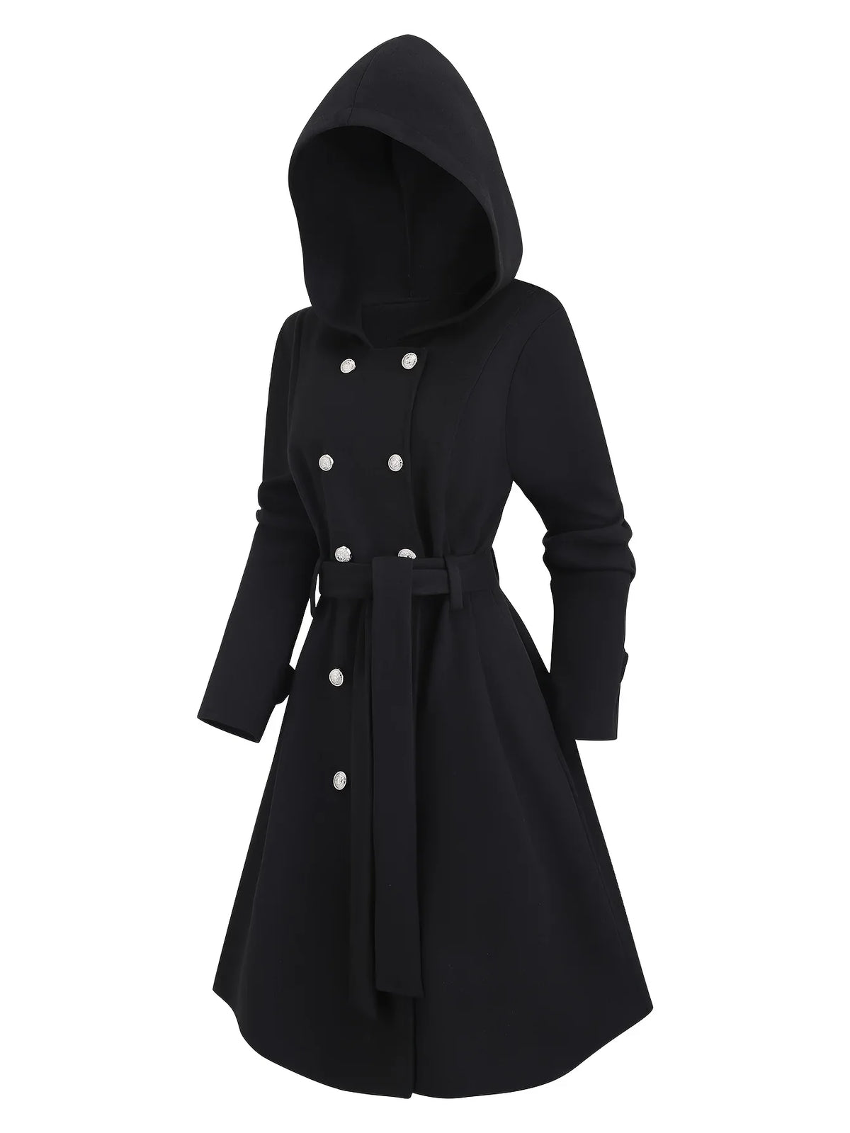 A Large-Sized, Casual, Elegant and Fashionable Double-Breasted Hooded Jacket for Women in Autumn and Winter