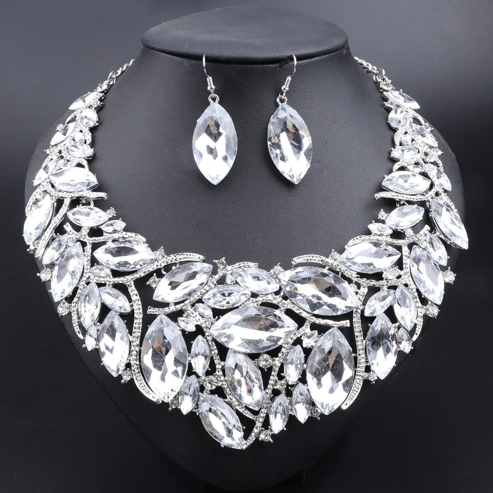 Bridal Jewelry Sets Wedding Engagement Necklace Earrings Sets for Brides Party Costume Decoration Jewellery Women
