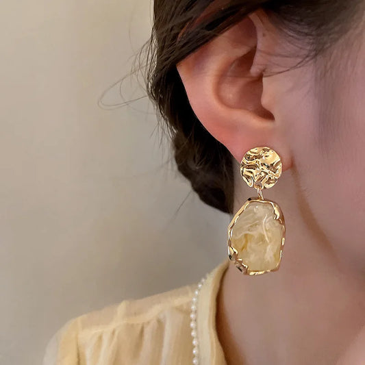 New Fashion Earrings Zircon Square Stone Earrings Vintage Gold Color Small Earrings for Women Jewelry Accessorries
