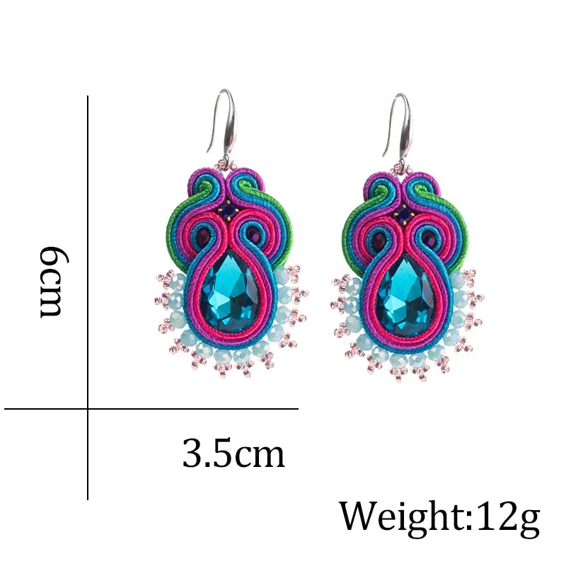 Fashion Handmade Jewelry Soutache Earrings Women Dangle Earrings Ethnic Boho Accessories Colorful Earring New Trendy Gift