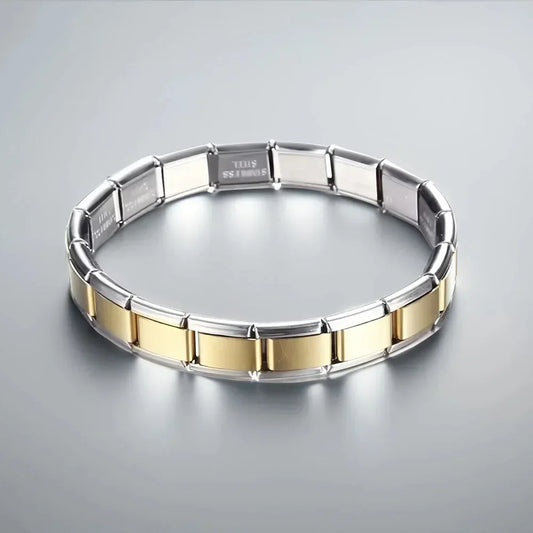 Italian Charm Link for Women Men 9mm Width Silver Gold Color Chain Stainless Steel Bracelet on Hand DIY Making Jewelry Wholesale
