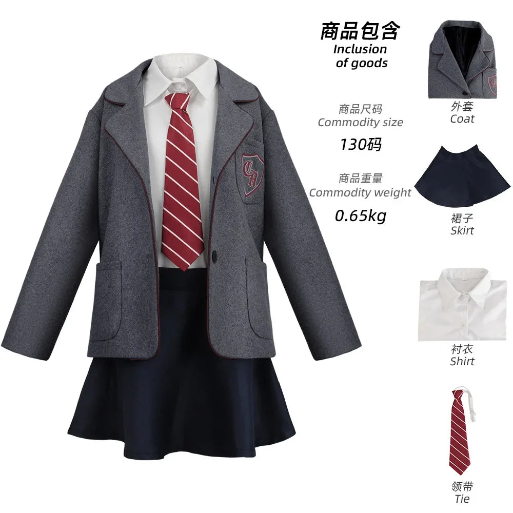 Movie Matilda Cosplay Costume School Uniform Coat Skirt Tie Roald Dahls Matilda the Musical Costume Suit Kids For Girls Women