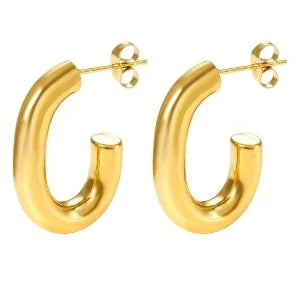 Hoop Earrings for Women Trendy Golden Stainless Steel Earring Jewelry New