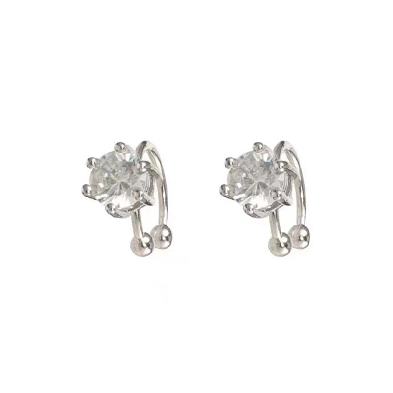 2Pc New Shiny Zircon Clip Earrings Adjustable Non Piercing Ear Clips for Women Daily Wear Party Banquet Jewelry Gift New Fashion