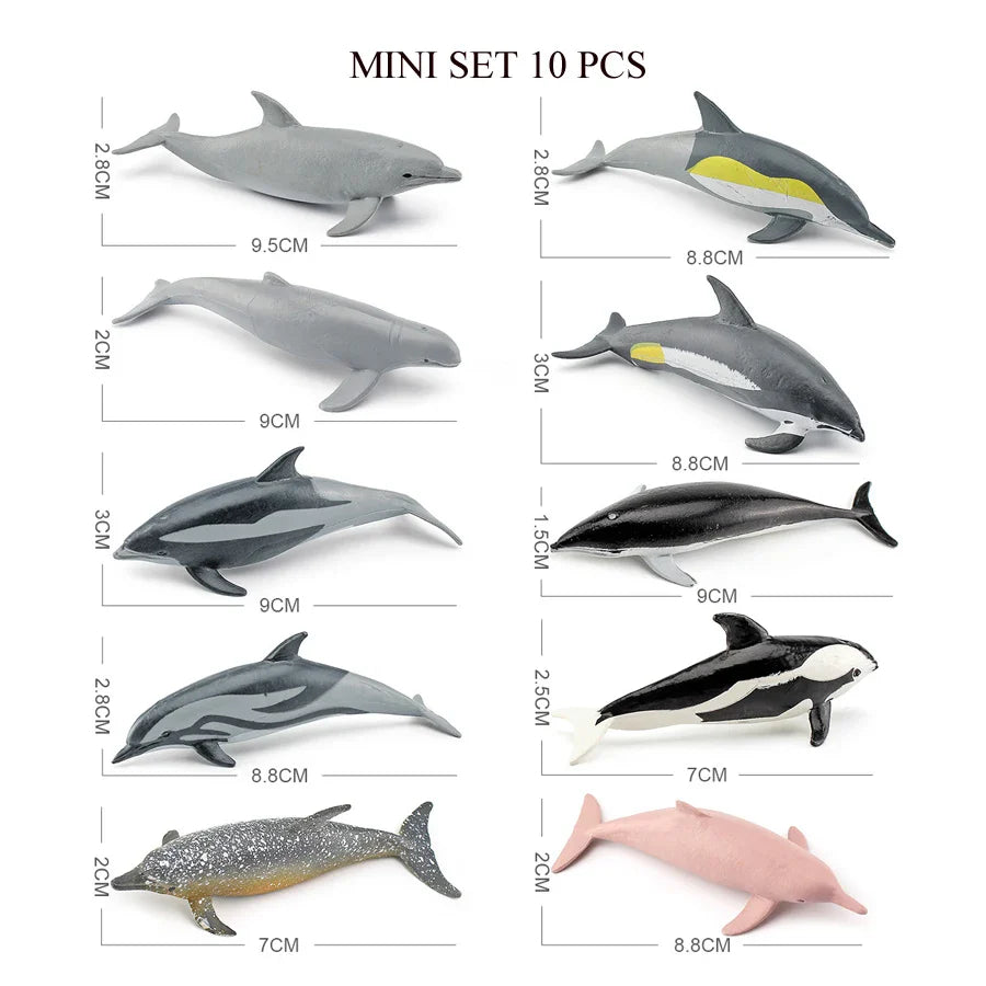 Realistic Mini Ocean Animal Figurines Plastic Marine Sea Creatures Whale Shark Dolphin Turtle Penguin Model Playset Gift for Kid