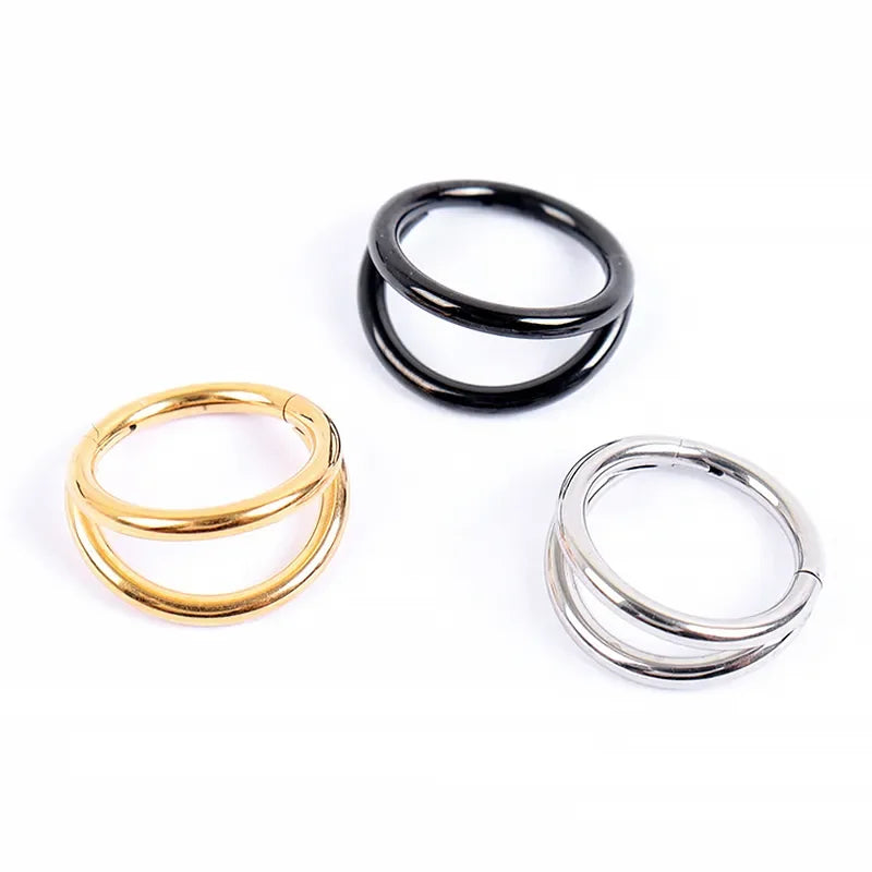 Double Septum Rings Nose Rings Hoops Cartilage Hoop Earring Piercing Nose Open Stacked Hoop Nose Rings 16G 18G 20G 6/8/10mm