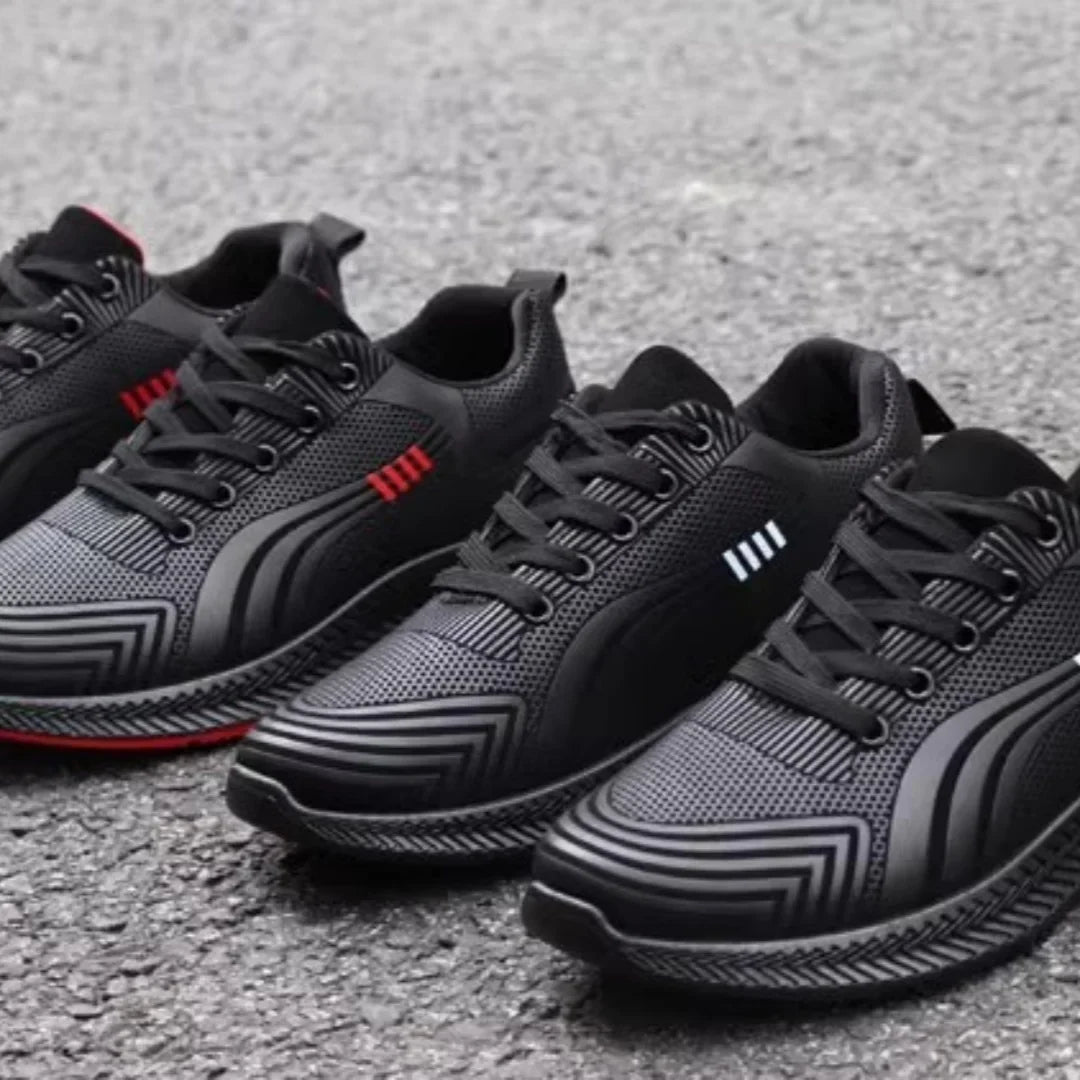 Waterproof Men's Sneakers Casual Running Shoes Soft Bottom Black Leather Sports Shoes