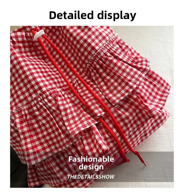 Large Capaci Cute Plaid Cotton Tote Bag  Lace Trim Women's Summer 2025 Simple Lady Handbag Soft Shoulder Bags Bolsa Feminina