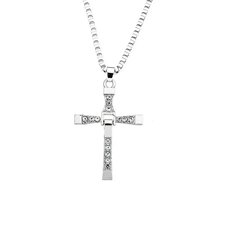 Dominic Toretto The Fast and The Furious Celebrity Vin Diesel Item Crystal Jesus Men Cross Pendant Necklace Gift Jewelry