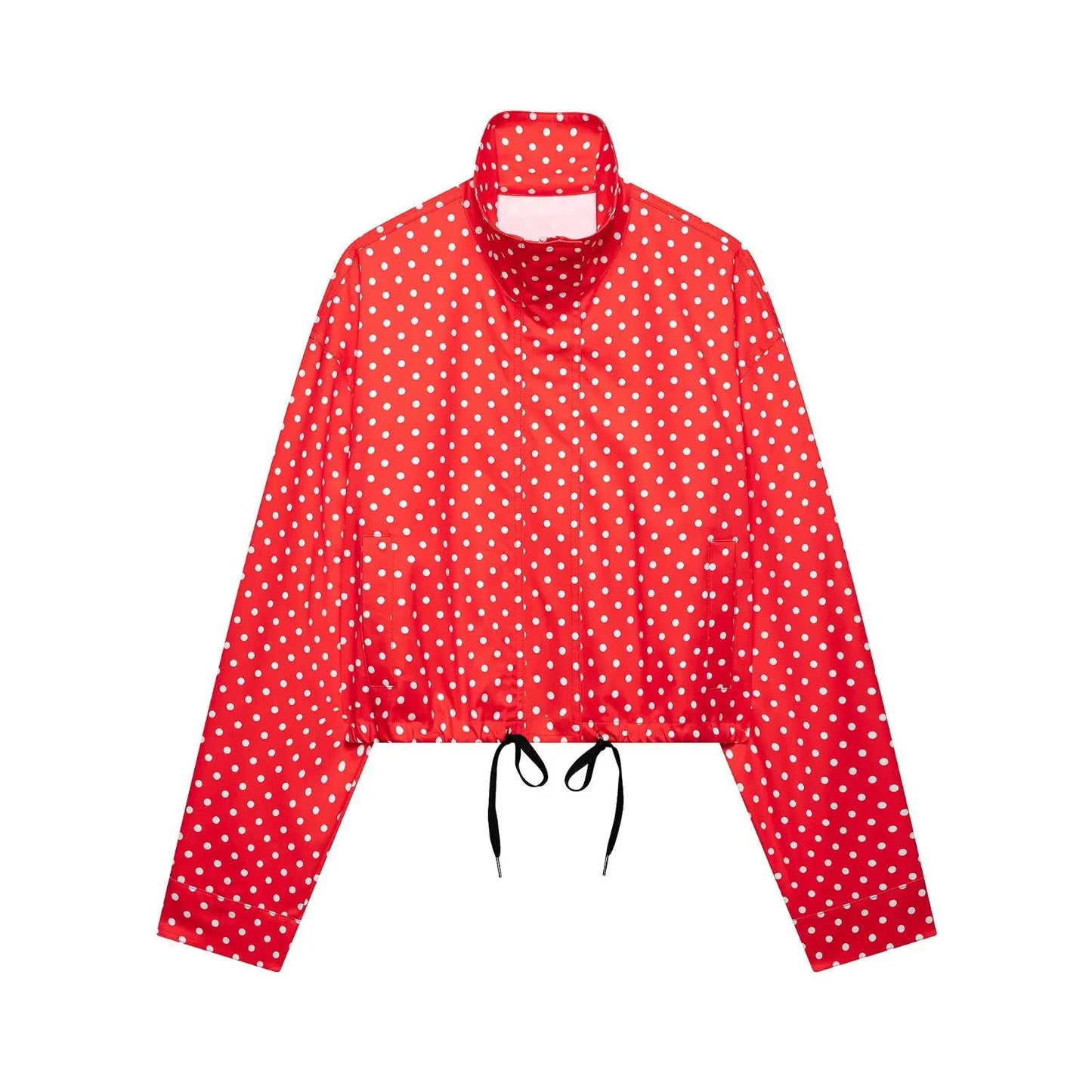 TARUXY Fashion Polka Dot Print Jacket Coat Women's Stand Collar Long Sleeved Workwear Coat Ins Hot Short Casual Female Jackets