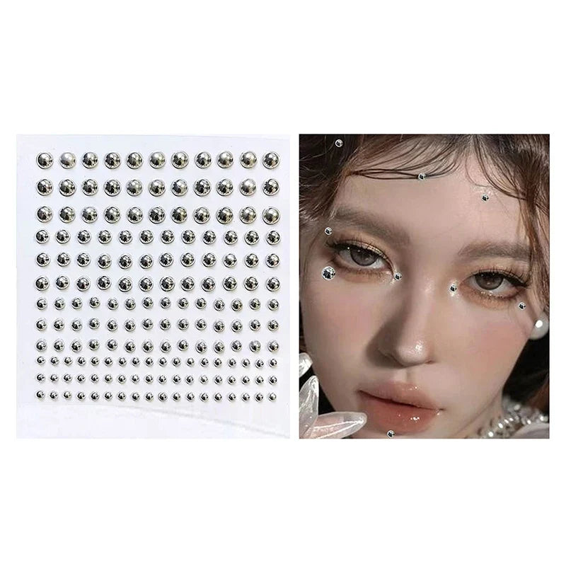 165/180Pcs Sparkly Crystal Nose Studs Set Stick On Rhinestone Body Lip Gems Fake Non Piercing Decoration For Women And Teens