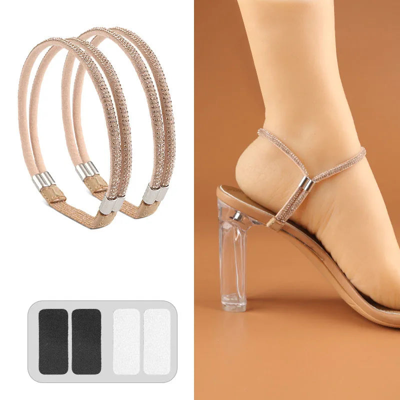 Rhinestone High Heels Shoes Band Anti-loose for Women Shoelaces Anti-drop Elastic Fixed Heel Laces shoe accessories