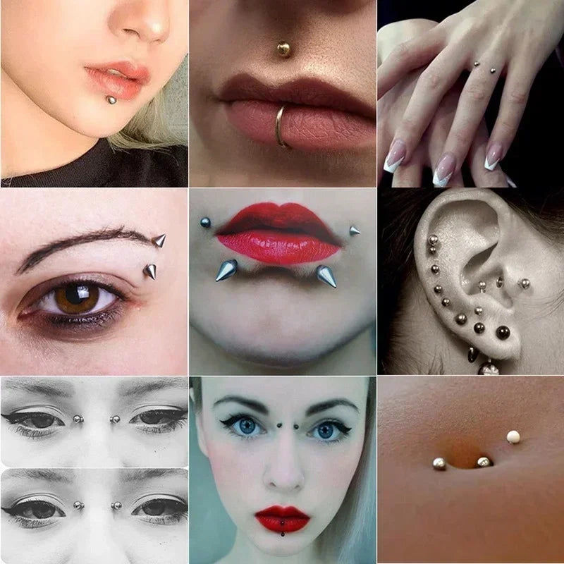 58pcs Non Piercing Lip Nails Sticker Selfadhesive Waterproof Reusable Fake Lip Nail Eyebrow Nose Ring Body Belly Button Jewelry