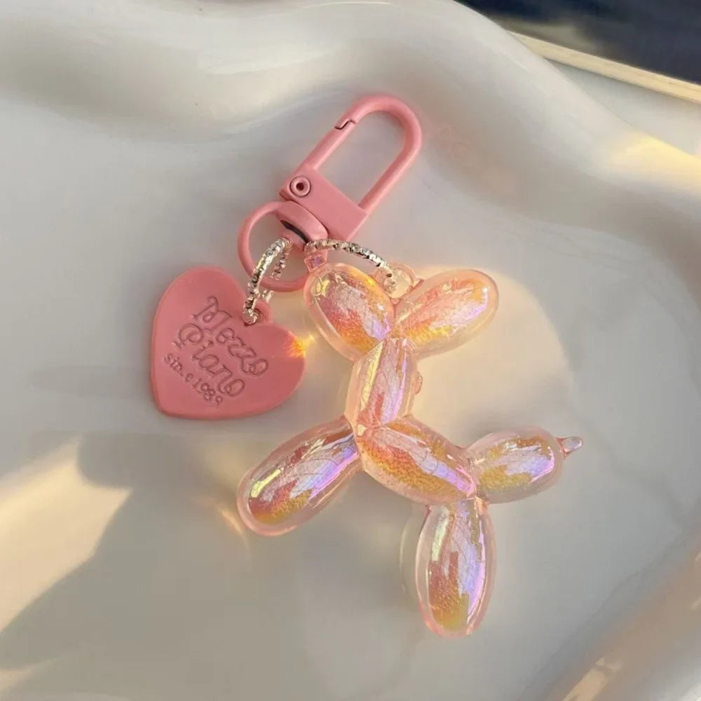 Cute Acrylic Cartoon Balloon Dog Keychains for Women Y2K Bag Pendant Couple Car Key Chains Jewelry Gift Decoration Accessories